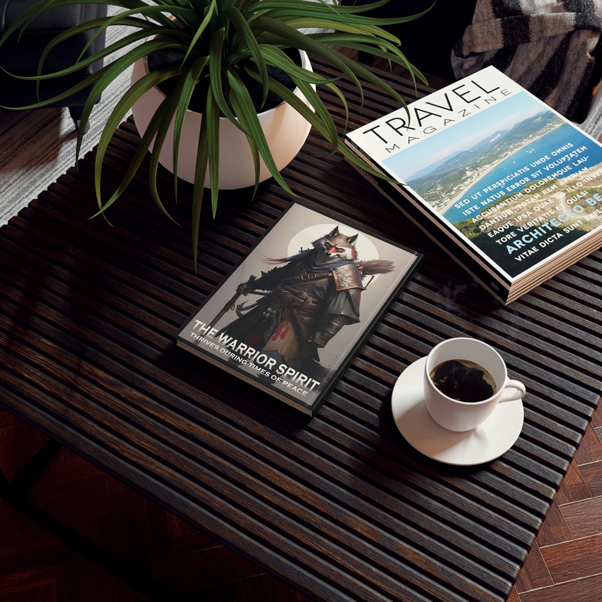 Wolf Inspirational Quotes - The Warrior Spirit Thrives During Times of Peace - Hard Backed Journal