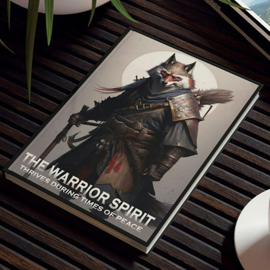 Wolf Inspirational Quotes - The Warrior Spirit Thrives During Times of Peace - Hard Backed Journal