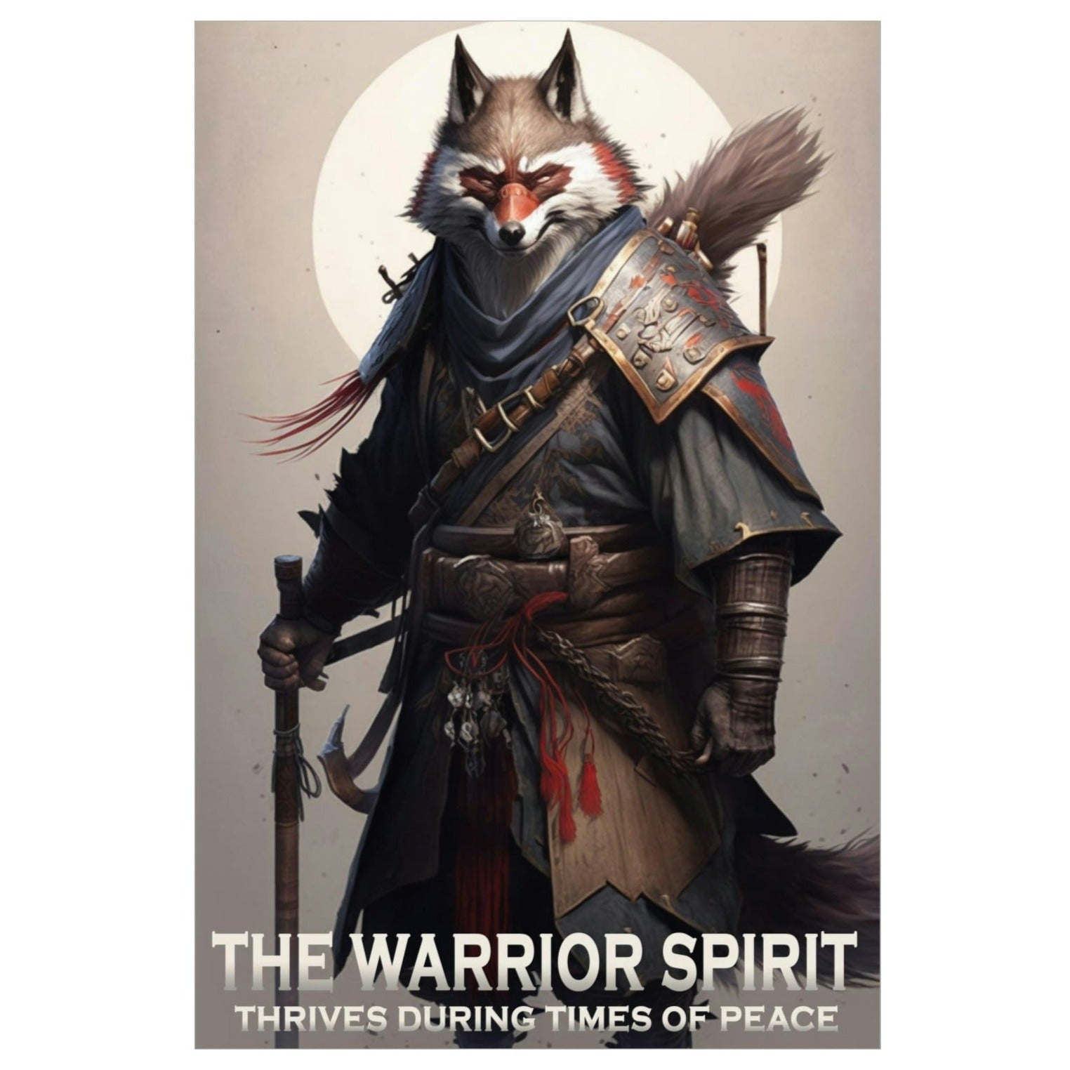 Wolf Inspirational Quotes - The Warrior Spirit Thrives During Times of Peace - Premium Matte Vertical Posters