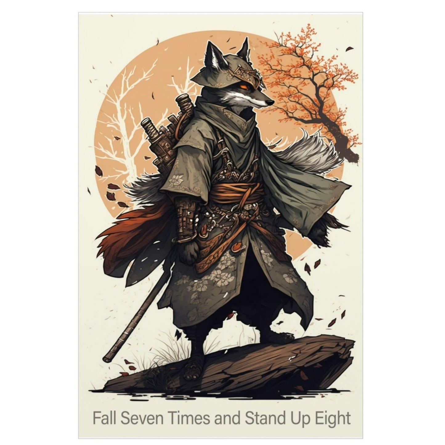 Wolf Inspirations - Fall Seven Times and Get Up Eight - Premium Matte Vertical Posters