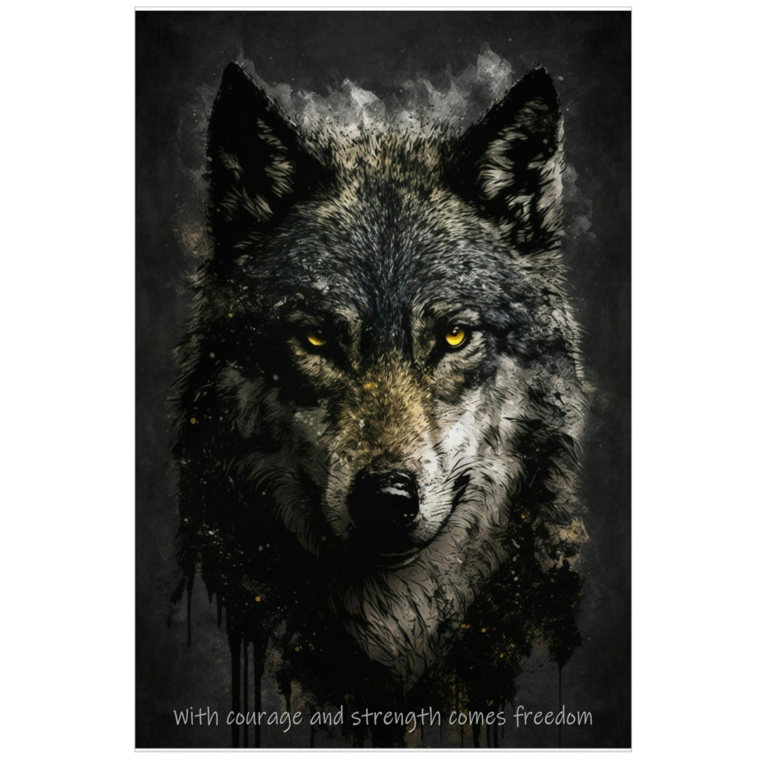 Wolf Inspirations - With Courage and Strength Comes Freedom - Premium Matte Vertical Posters