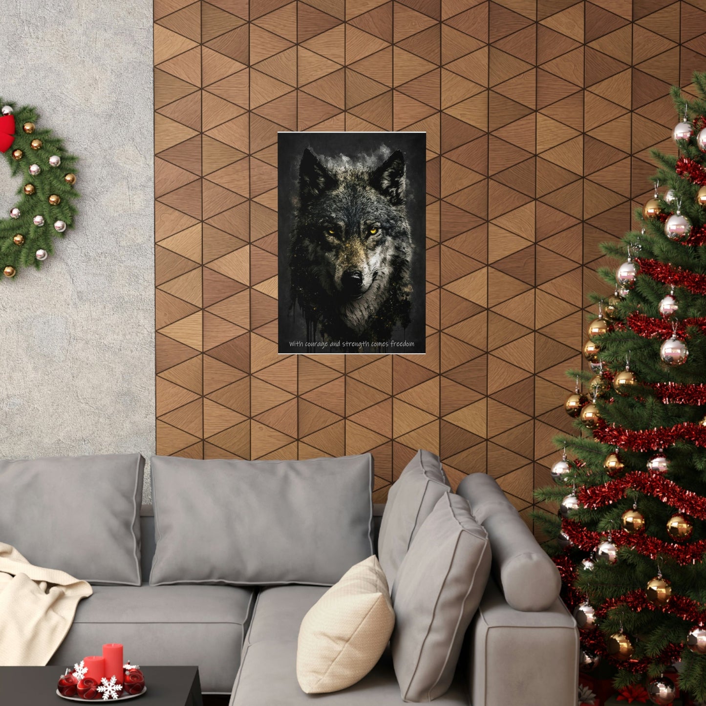 Wolf Inspirations - With Courage and Strength Comes Freedom - Premium Matte Vertical Posters
