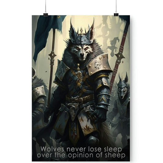 Wolf Inspirations - Wolves Never Lose Sleep Over the Opnions of Sheep - Premium Matte Vertical Posters