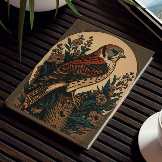 Woodcut American Kestrel Hard Backed Journal