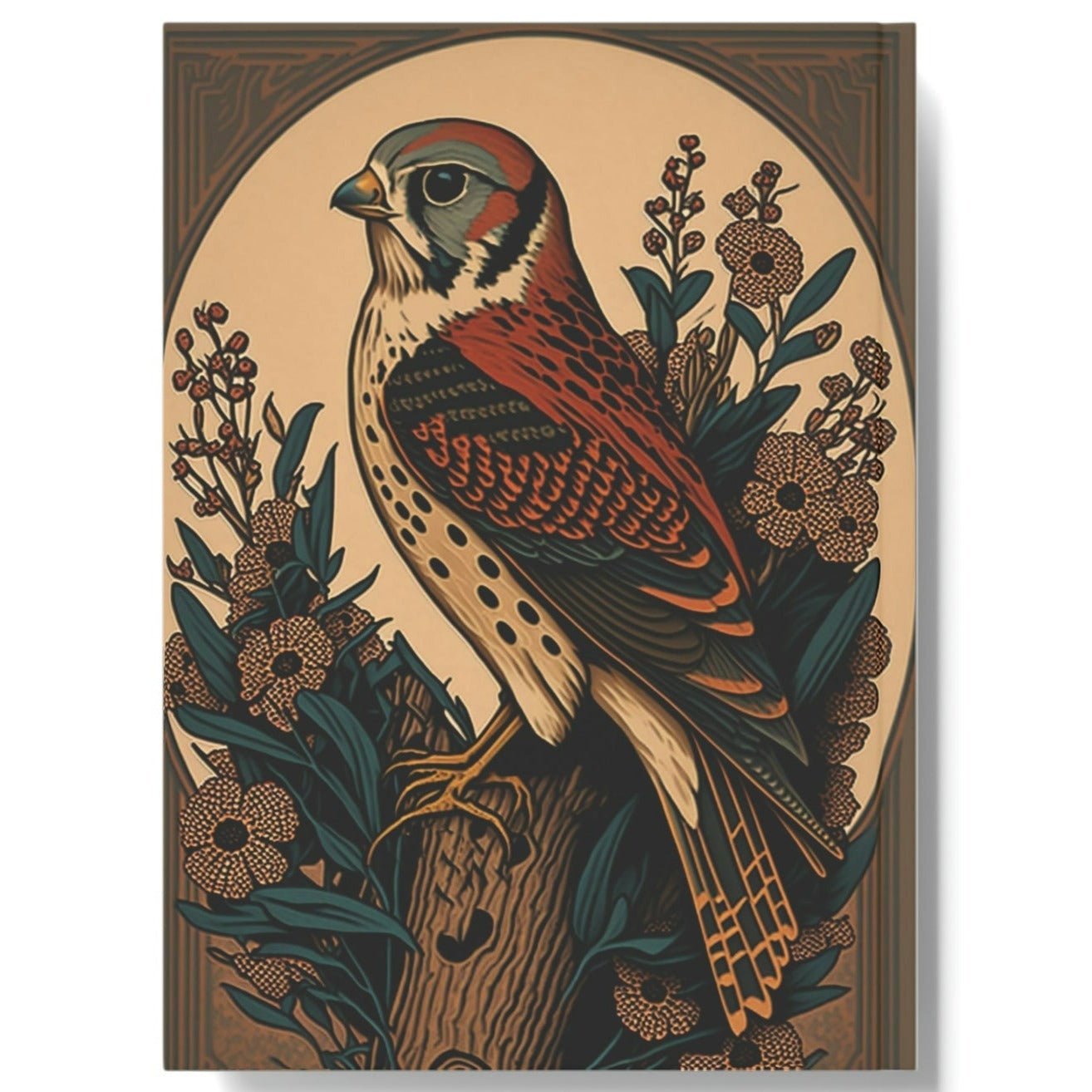 Woodcut American Kestrel Hard Backed Journal