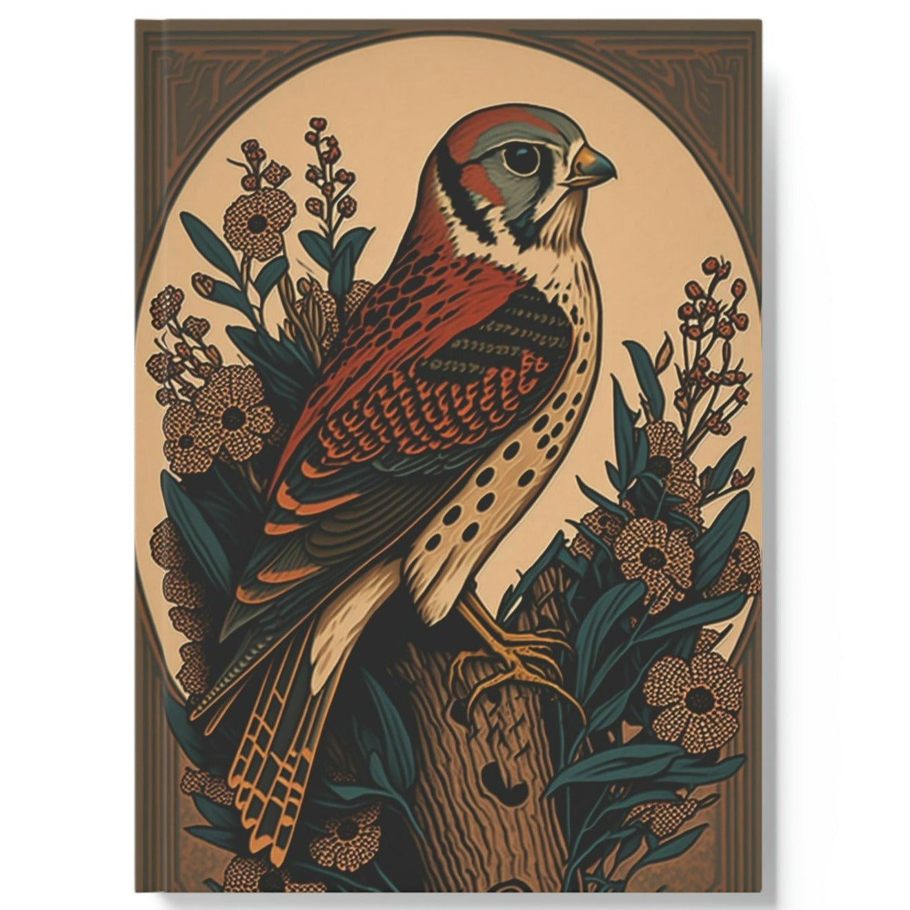 Woodcut American Kestrel Hard Backed Journal