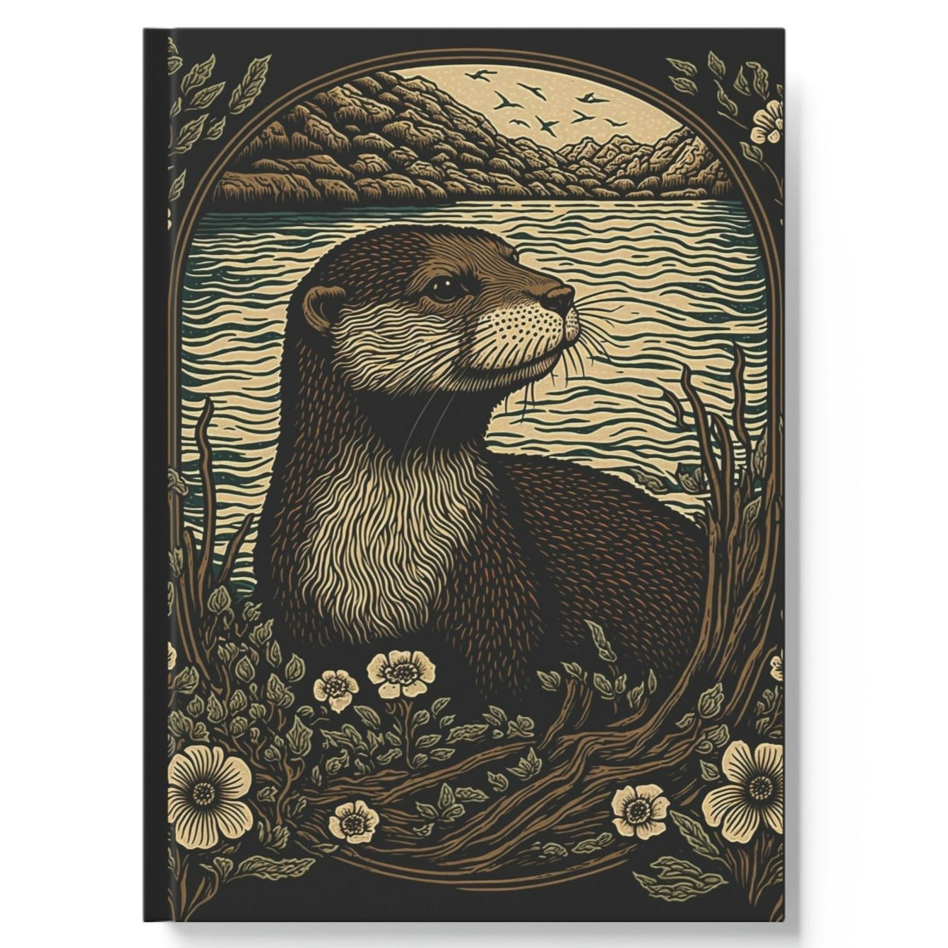 Woodcut Otter Hard Backed Journal