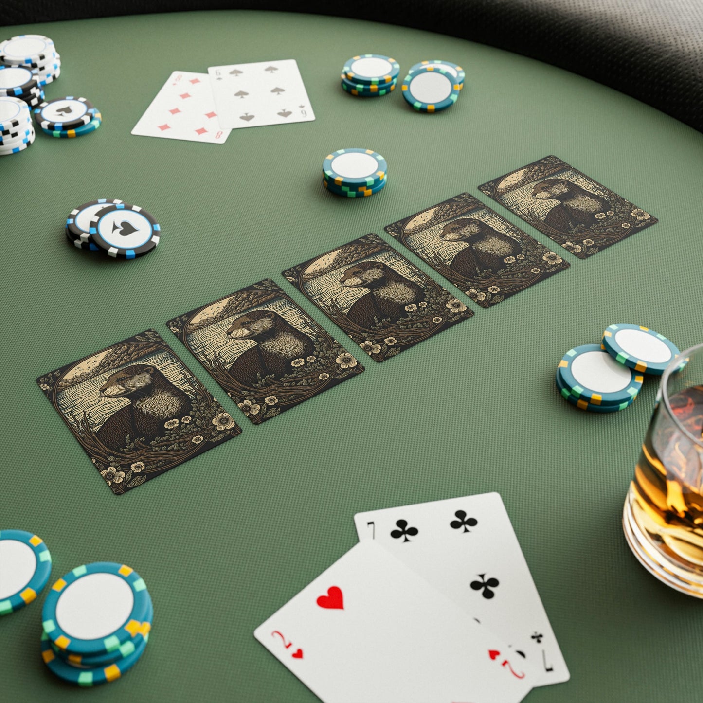 Woodcut Otter Lake Poker Playing Cards