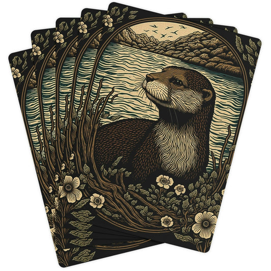 Woodcut Otter Lake Poker Playing Cards