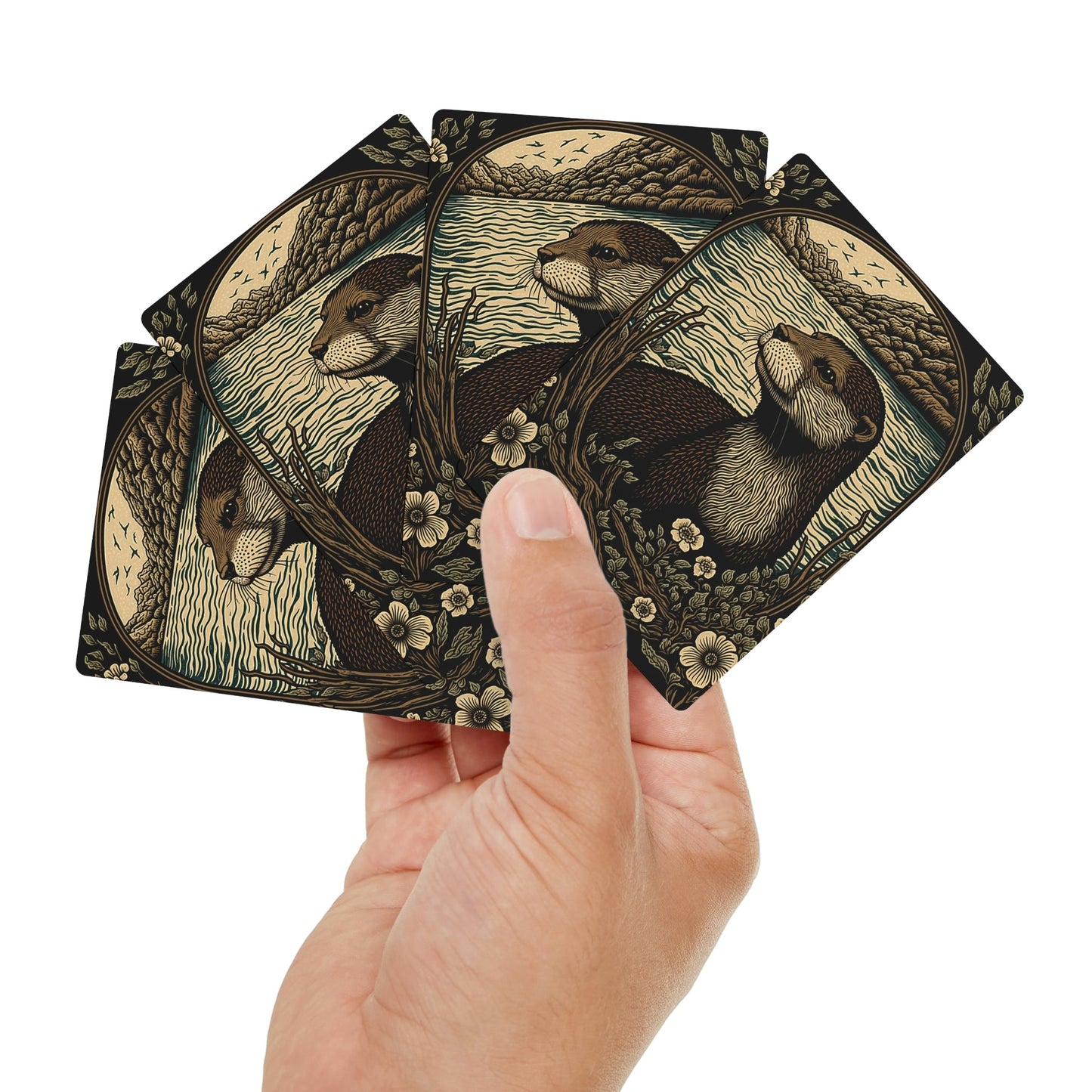 Woodcut Otter Lake Poker Playing Cards