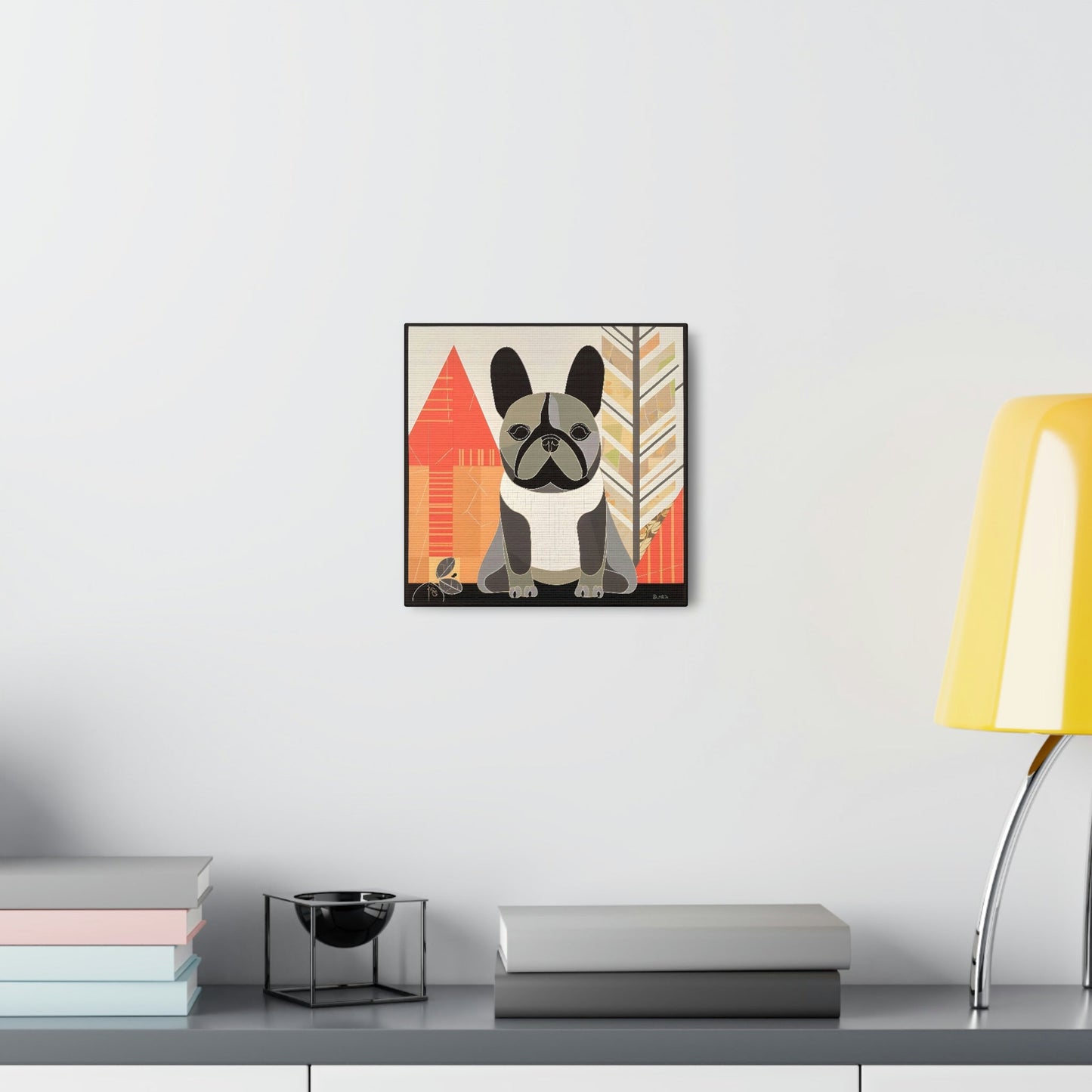 Woodland Mid-Century Modern French Bulldog Canvas Gallery Wraps