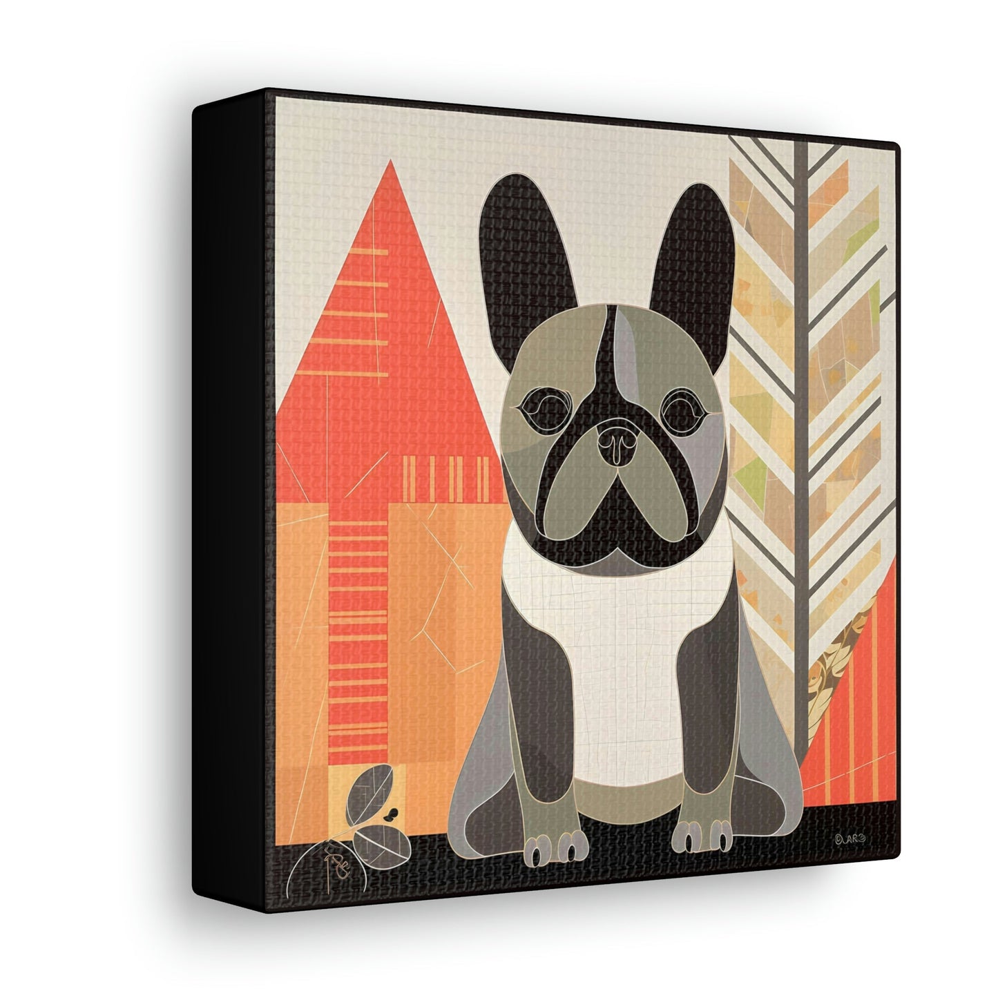 Woodland Mid-Century Modern French Bulldog Canvas Gallery Wraps