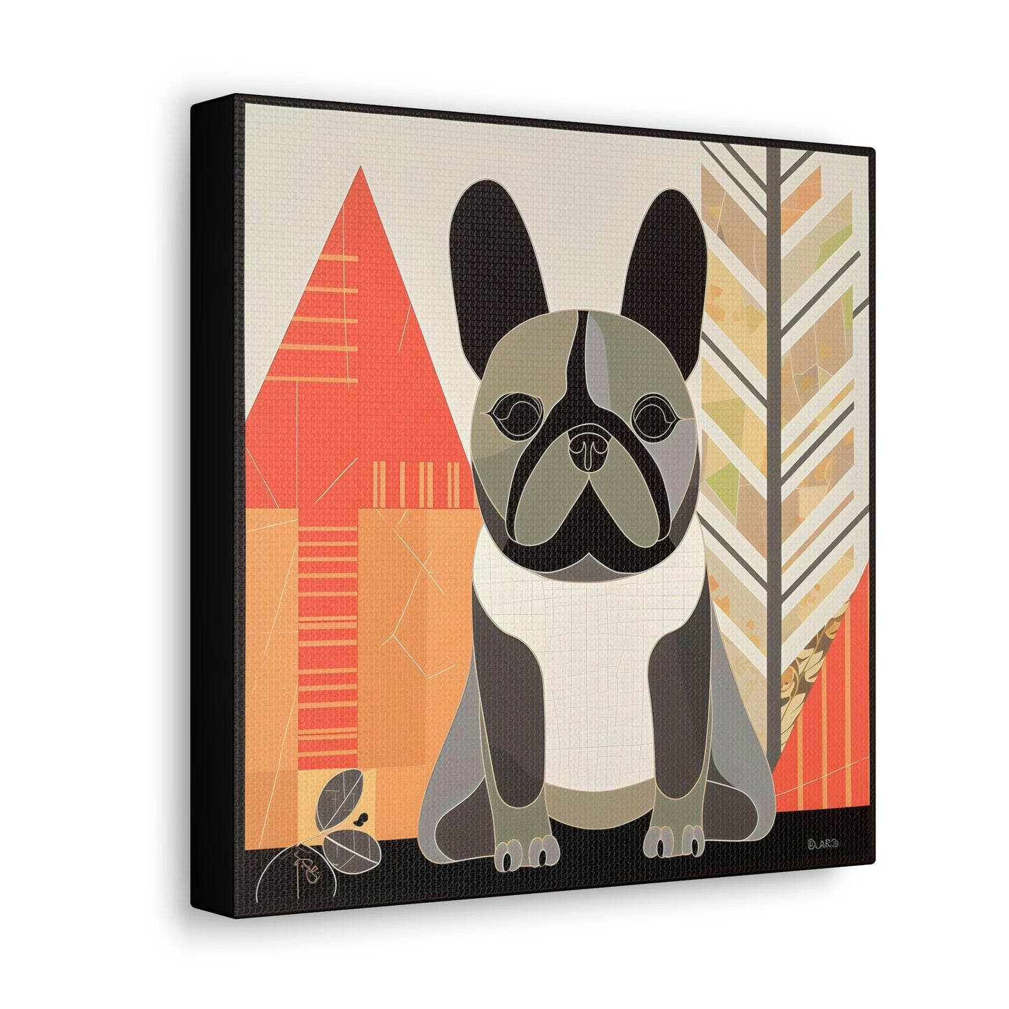 Woodland Mid-Century Modern French Bulldog Canvas Gallery Wraps