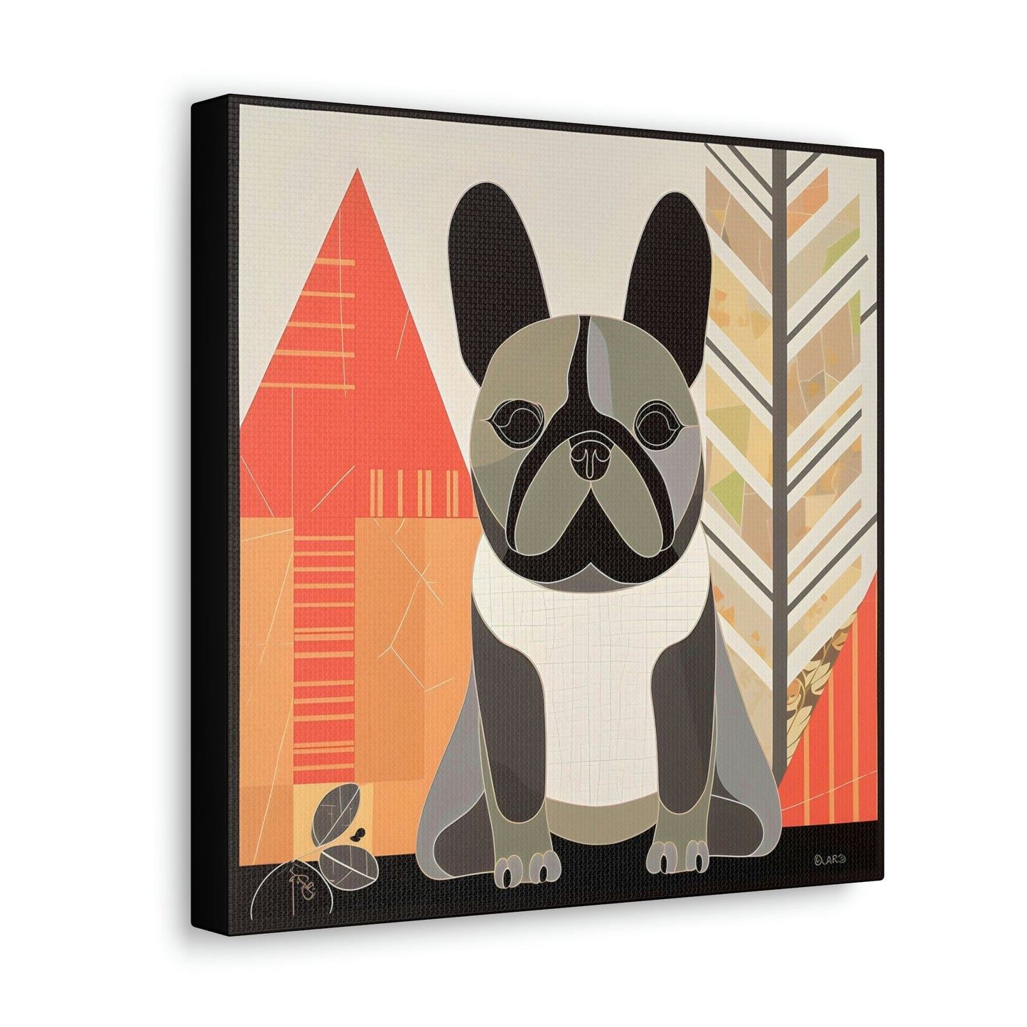 Woodland Mid-Century Modern French Bulldog Canvas Gallery Wraps