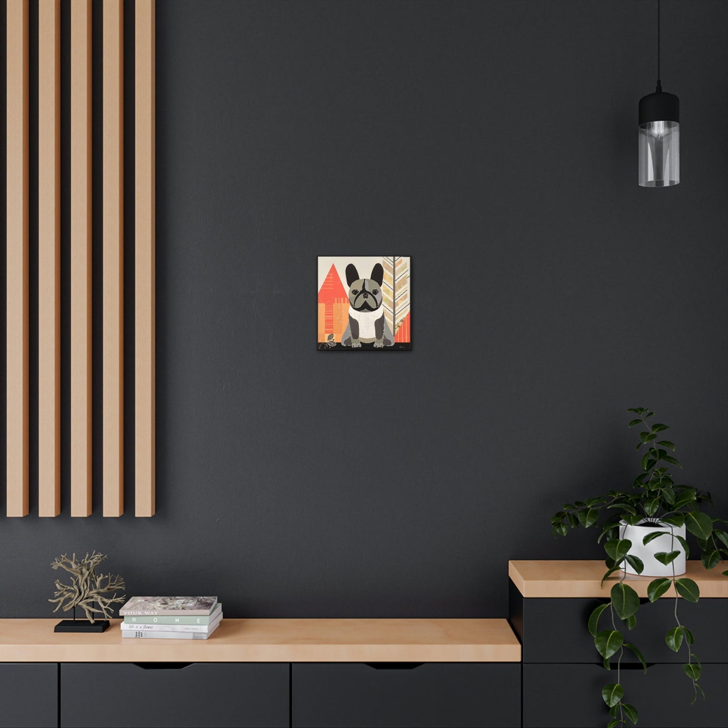 Woodland Mid-Century Modern French Bulldog Canvas Gallery Wraps