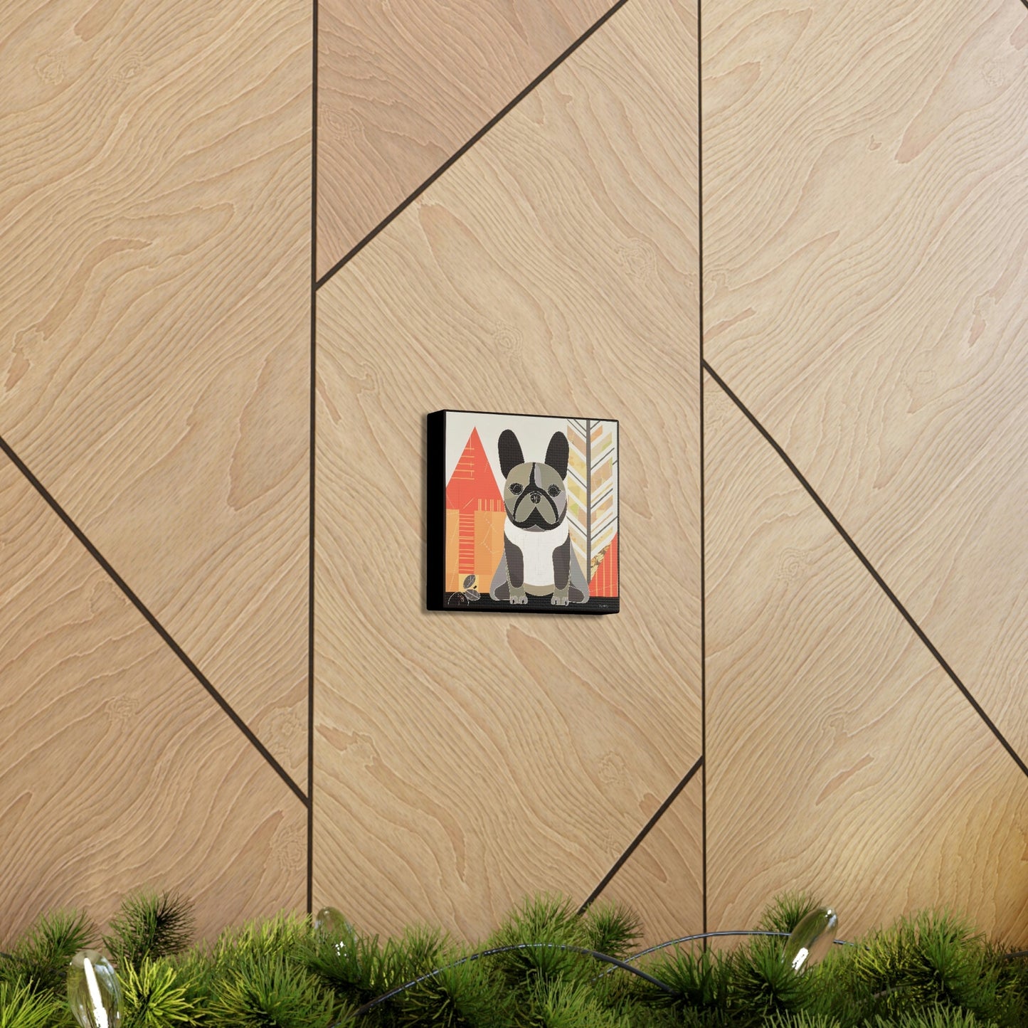 Woodland Mid-Century Modern French Bulldog Canvas Gallery Wraps