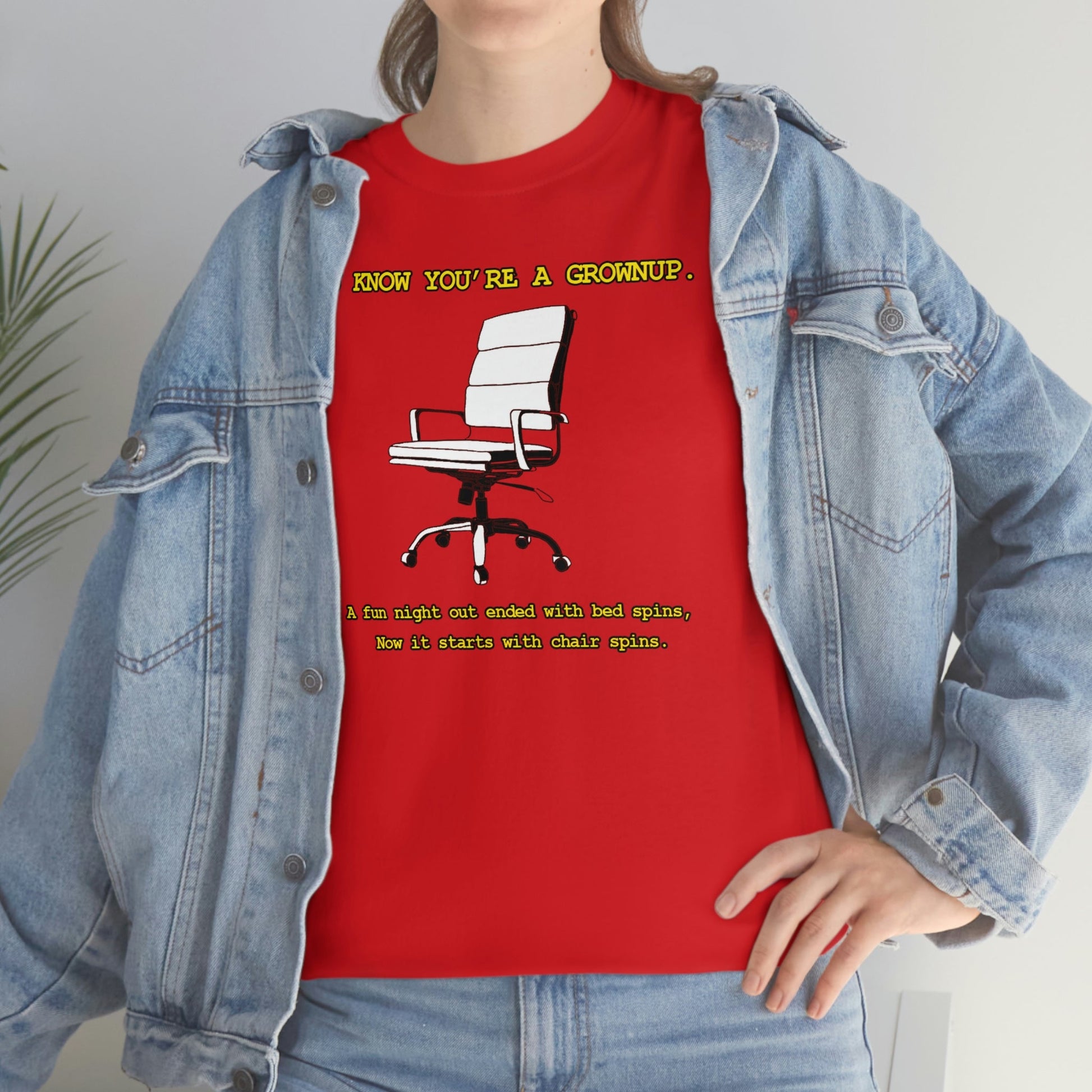 You Know You're A Grownup Unisex Heavy Cotton Tee Bedspins Office Humor Work Prank Bed Spins Joke fun funny Present Gift