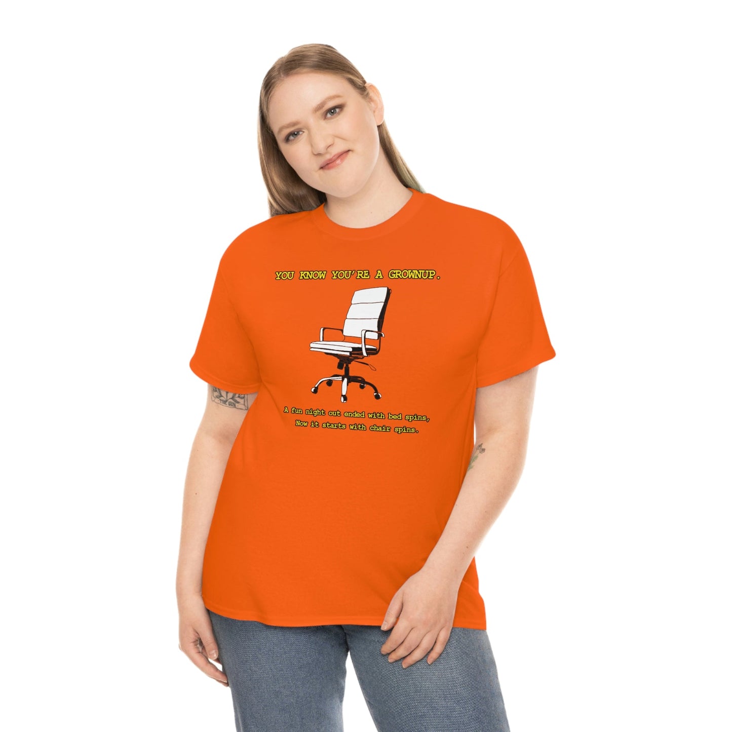 You Know You're A Grownup Unisex Heavy Cotton Tee Bedspins Office Humor Work Prank Bed Spins Joke fun funny Present Gift