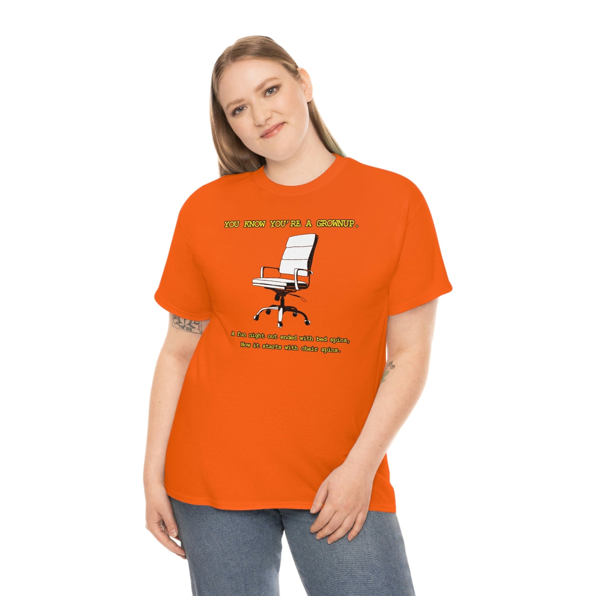 You Know You're A Grownup Unisex Heavy Cotton Tee Bedspins Office Humor Work Prank Bed Spins Joke fun funny Present Gift