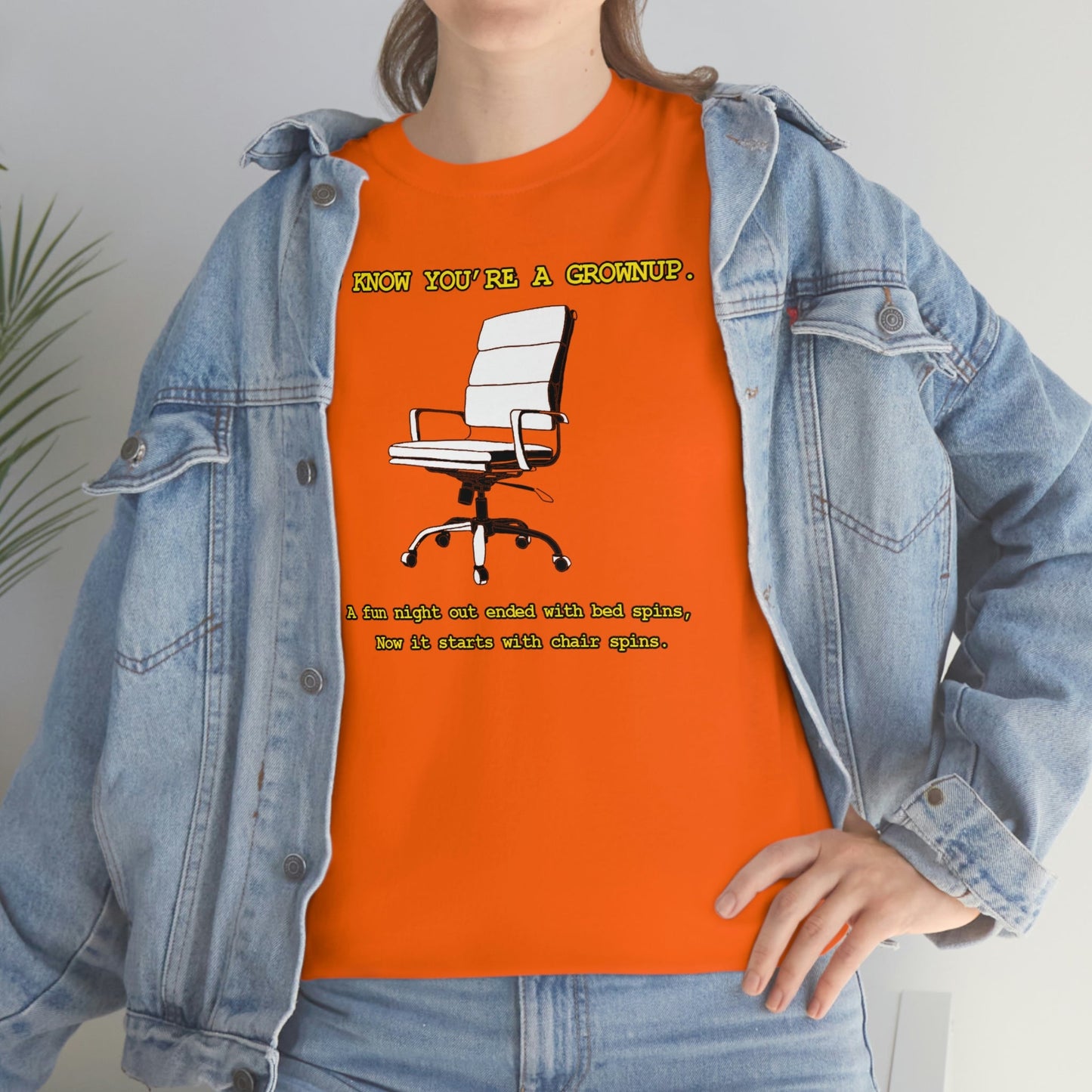You Know You're A Grownup Unisex Heavy Cotton Tee Bedspins Office Humor Work Prank Bed Spins Joke fun funny Present Gift