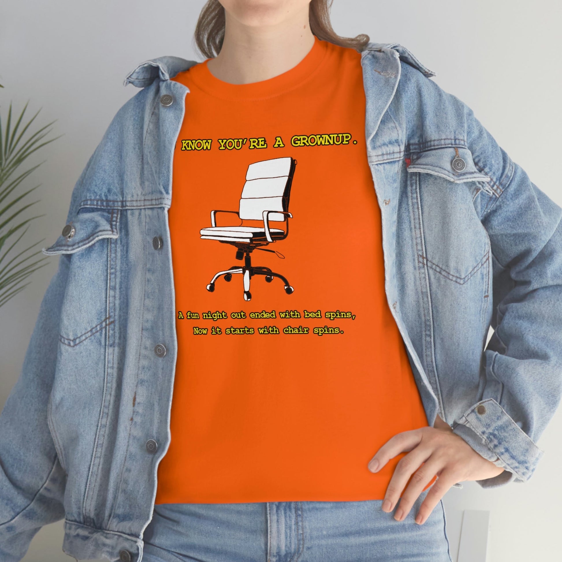 You Know You're A Grownup Unisex Heavy Cotton Tee Bedspins Office Humor Work Prank Bed Spins Joke fun funny Present Gift
