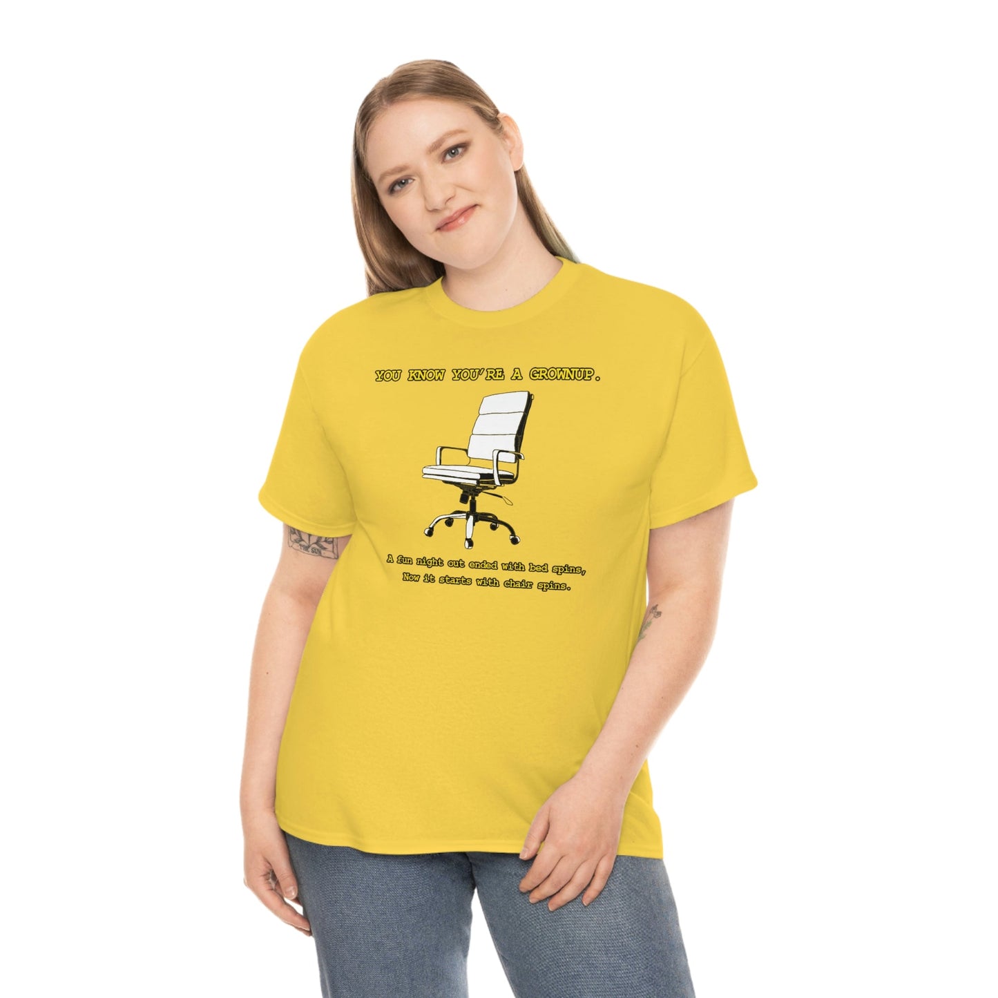 You Know You're A Grownup Unisex Heavy Cotton Tee Bedspins Office Humor Work Prank Bed Spins Joke fun funny Present Gift