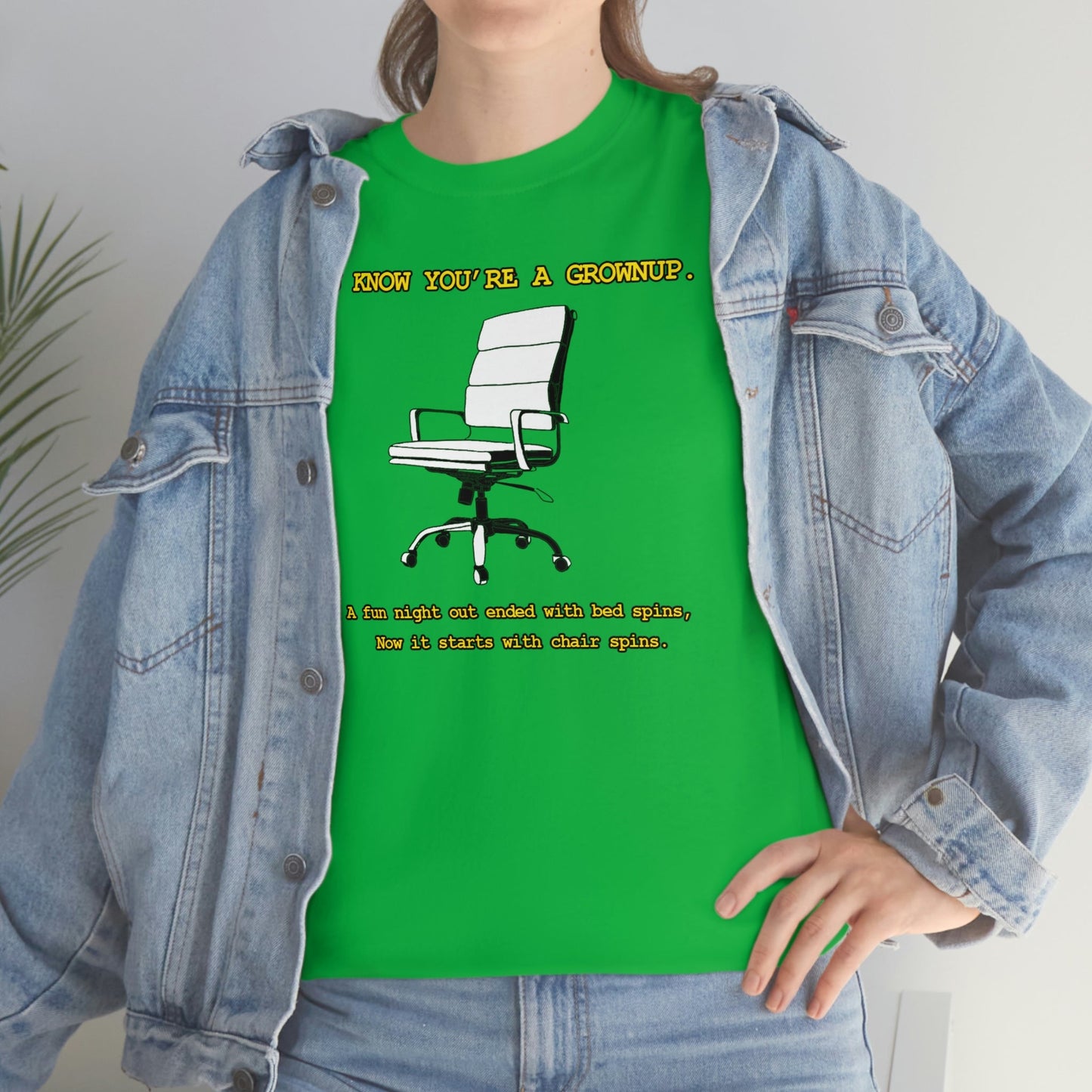 You Know You're A Grownup Unisex Heavy Cotton Tee Bedspins Office Humor Work Prank Bed Spins Joke fun funny Present Gift