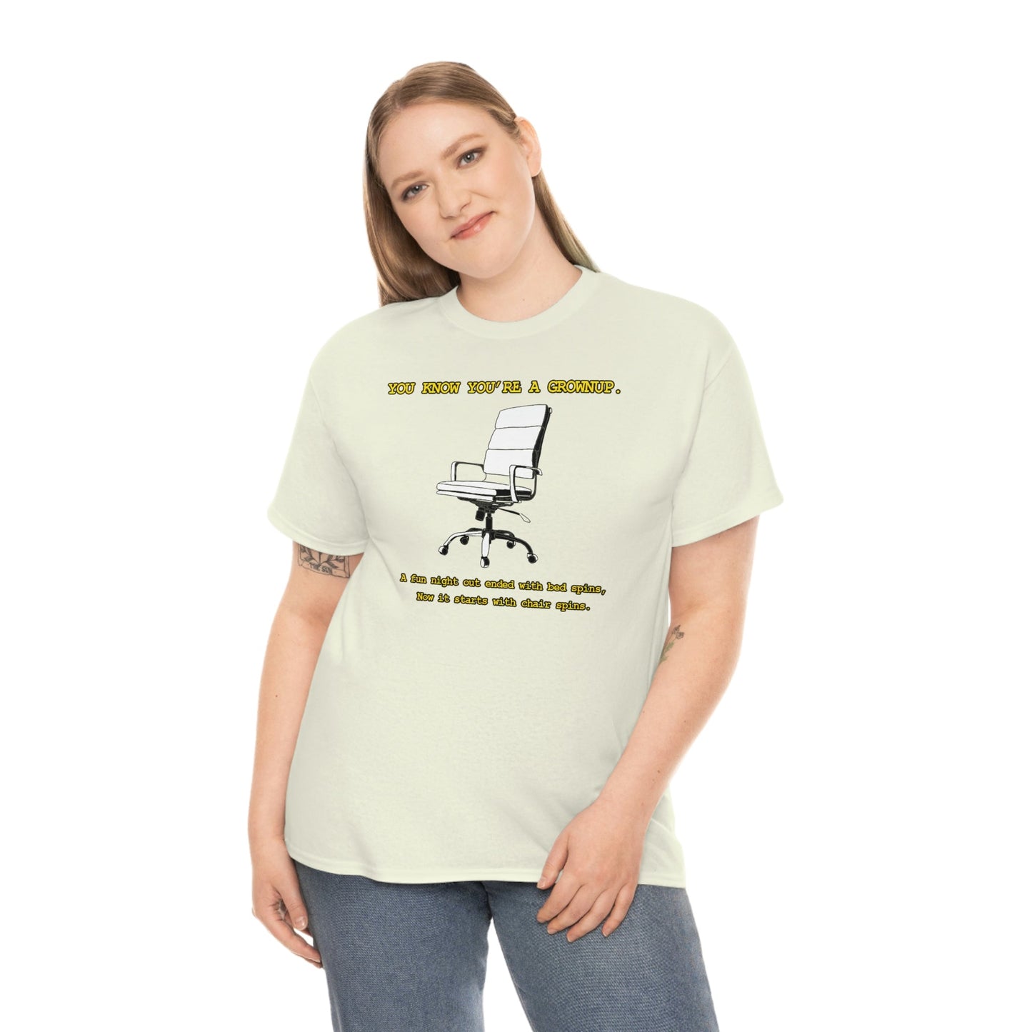 You Know You're A Grownup Unisex Heavy Cotton Tee Bedspins Office Humor Work Prank Bed Spins Joke fun funny Present Gift