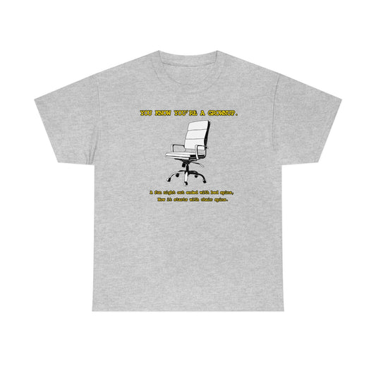 You Know You're A Grownup Unisex Heavy Cotton Tee Bedspins Office Humor Work Prank Bed Spins Joke fun funny Present Gift