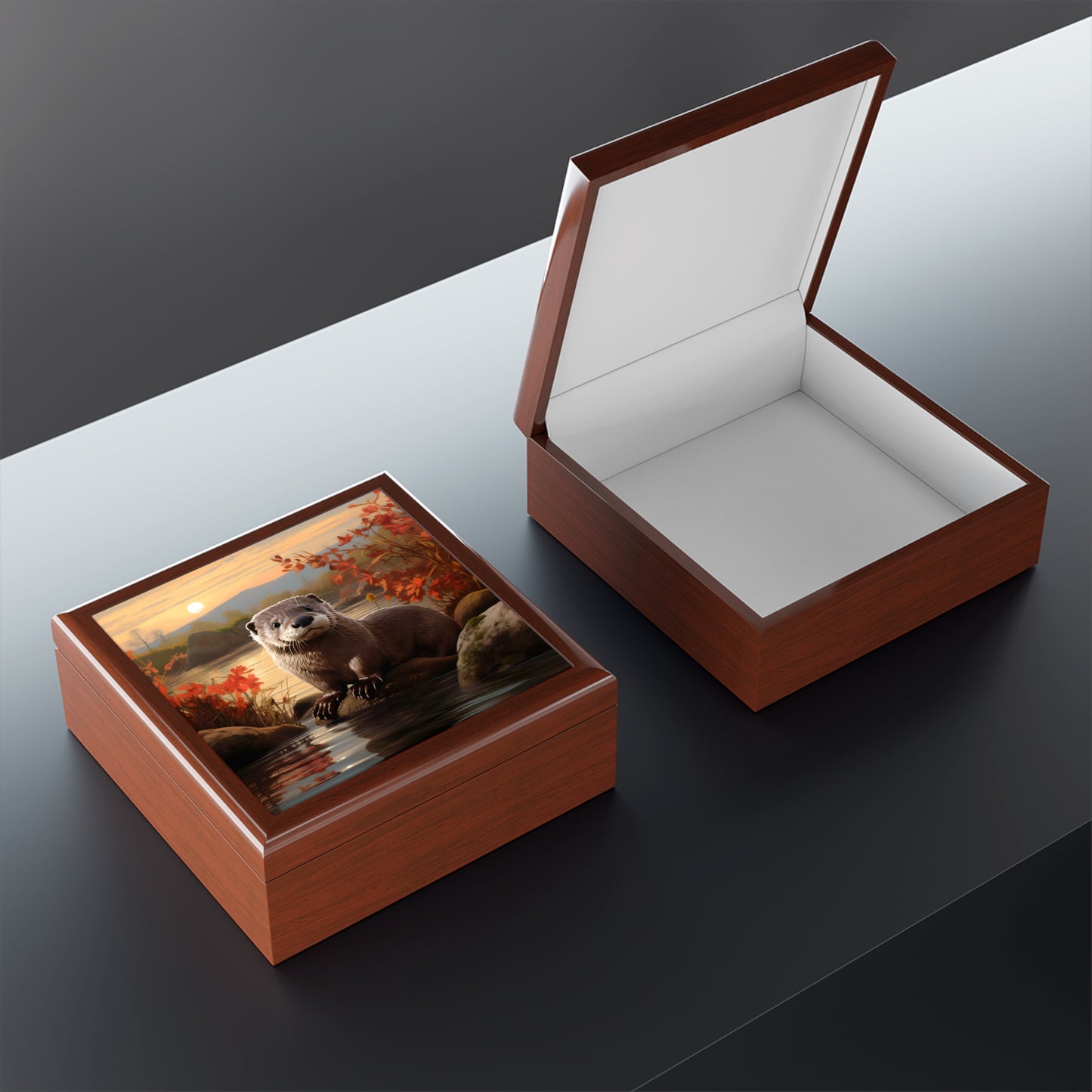Early Morning Otter Artwork Gift and Jewelry Box