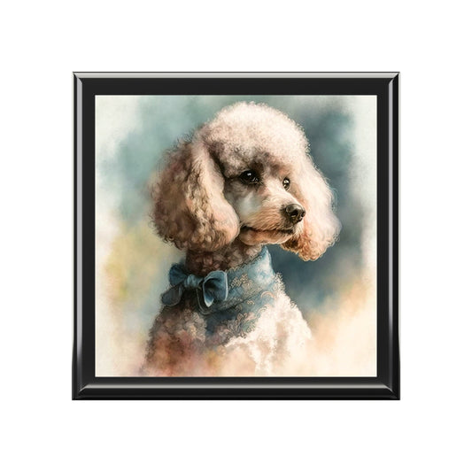 Victorian Watercolor Poodle Portrait Vintage Jewelry Keepsake Box IV - a perfect gift for the poodle lover, including poodle moms