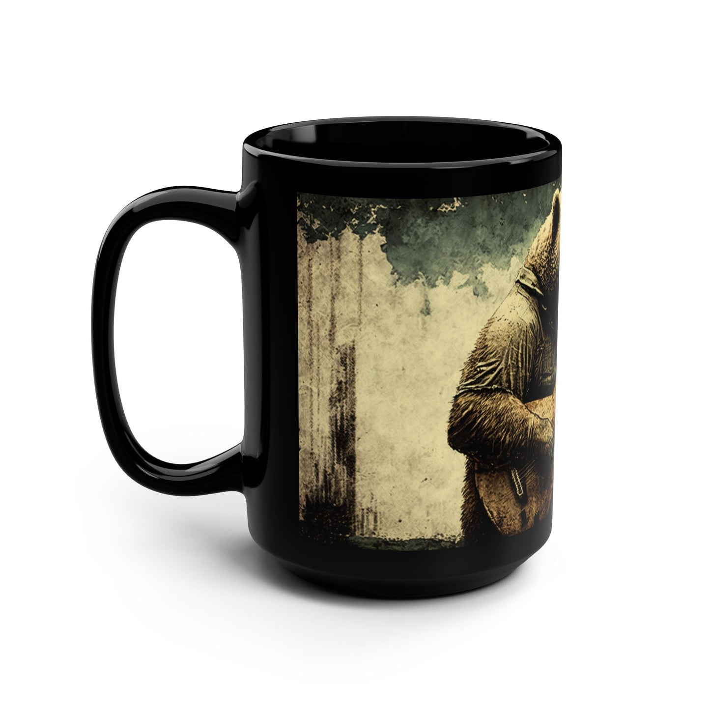 Vintage Grizzly Bear Playing Guitar - 15 oz Coffee Mug