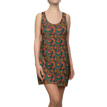 BOHO 60's Floral Women's Racerback Dress - Cottagecore Vintage Retro Print