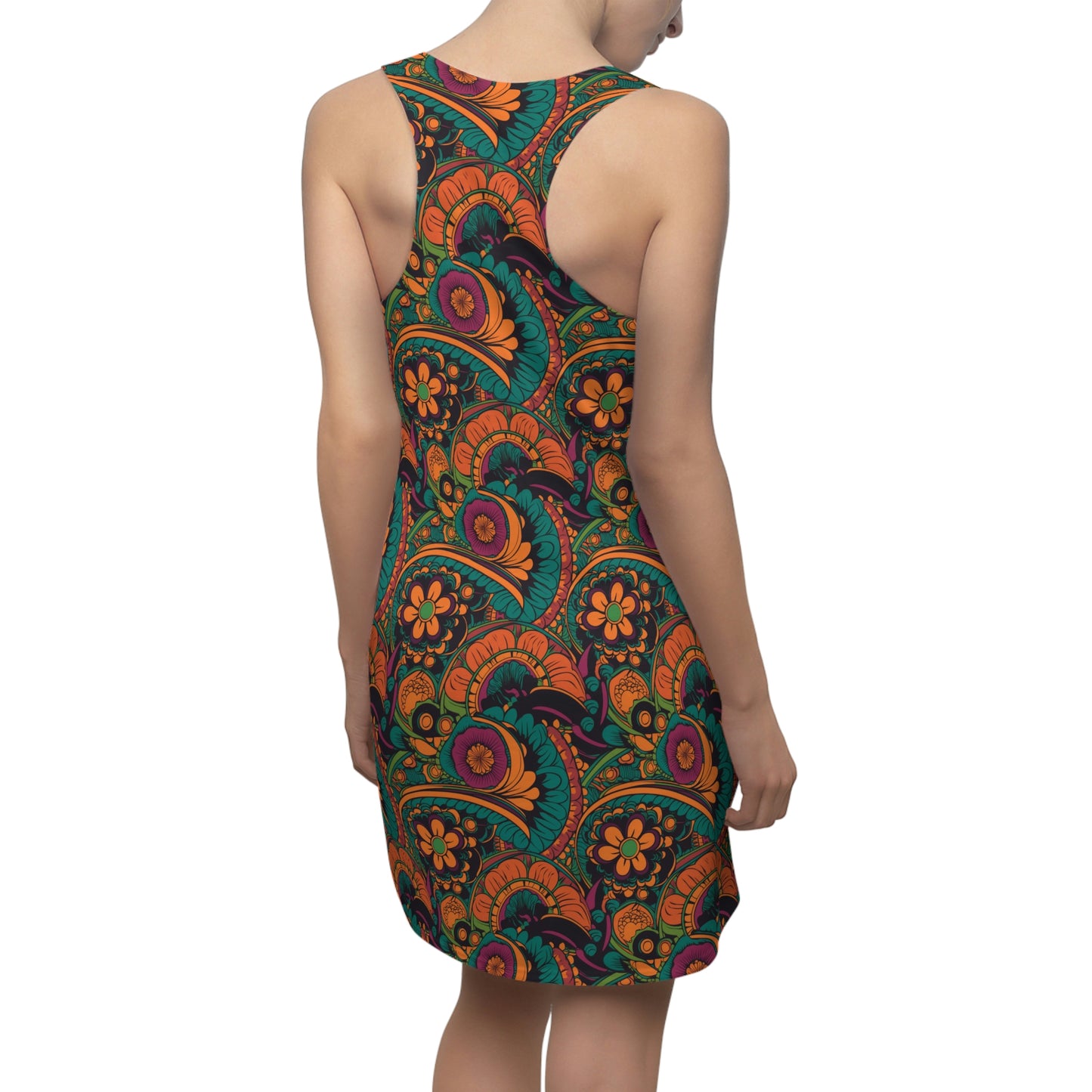 BOHO 60's Floral Women's Racerback Dress - Cottagecore Vintage Retro Print