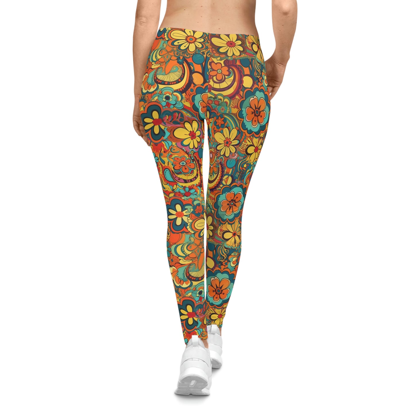 New! BOHO Hippy Floral Design Women's Casual Leggings - Cottagecore Vintage Retro Print