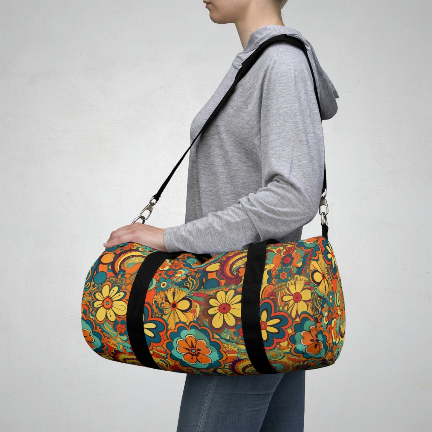 BOHO Floral Duffel Bag - Take a trip back to the 60's with this hippy inspired fairycore duffle