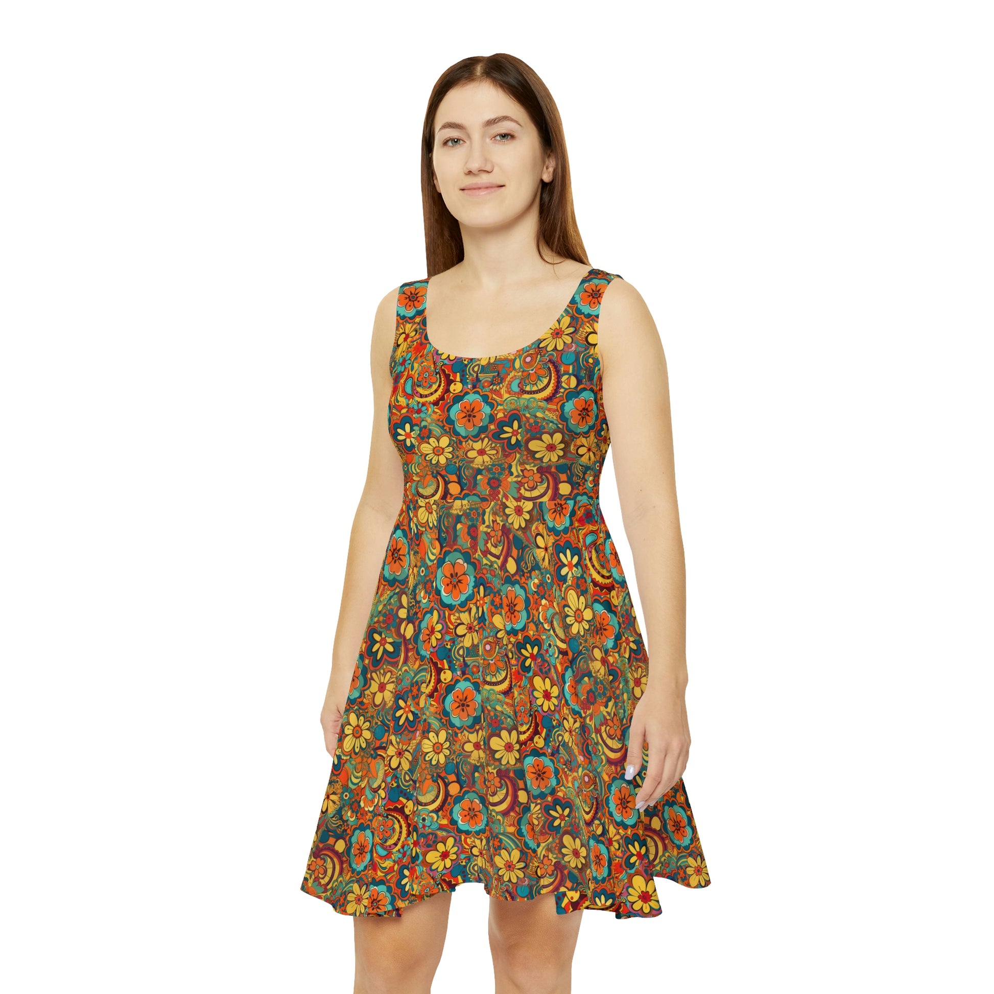 bohemian skater dress Woman's Dress with Gypsy Paisley Pattern Prints | Bohemian Women's Skater Dress