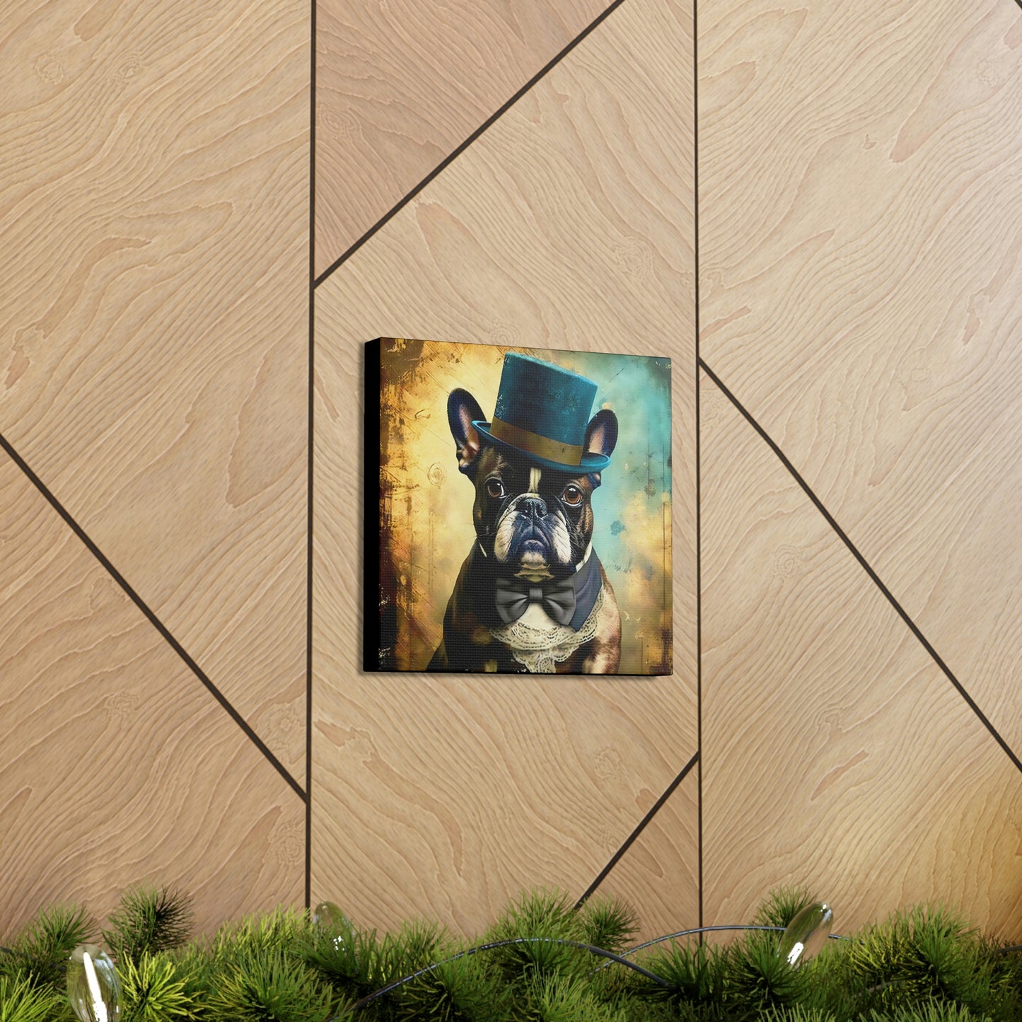 Grunge French Bulldog Gentleman Canvas Gallery Wraps