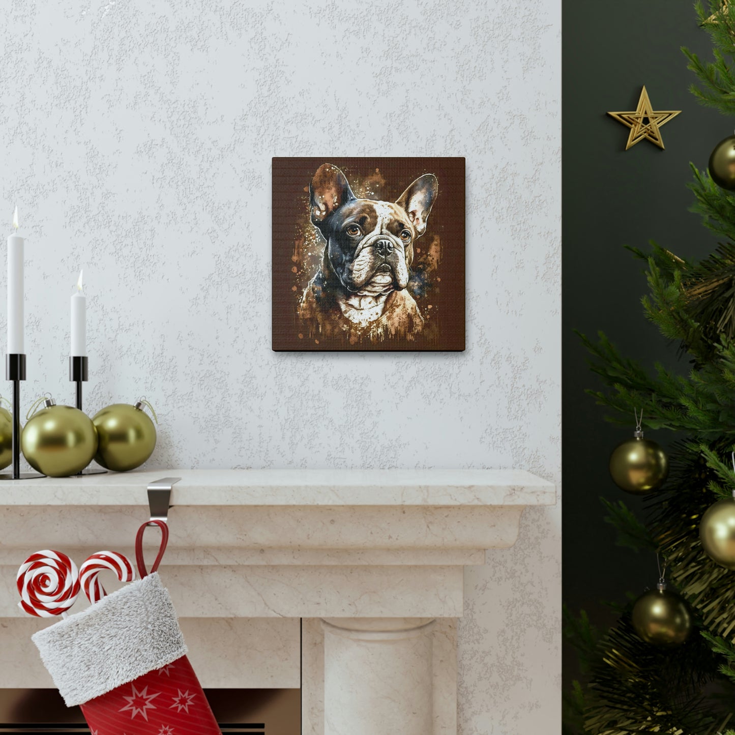 Grunge Vintage Victorian "Hank" French Bulldog Canvas Gallery Wraps