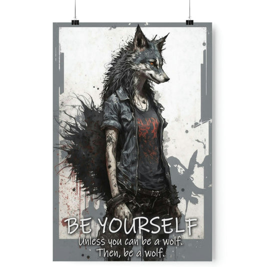 Wolf Inspirational Quotes - Be Yourself Unless You Can Be a Wolf - Then, Be a Wolf II - Premium Matte Vertical Posters