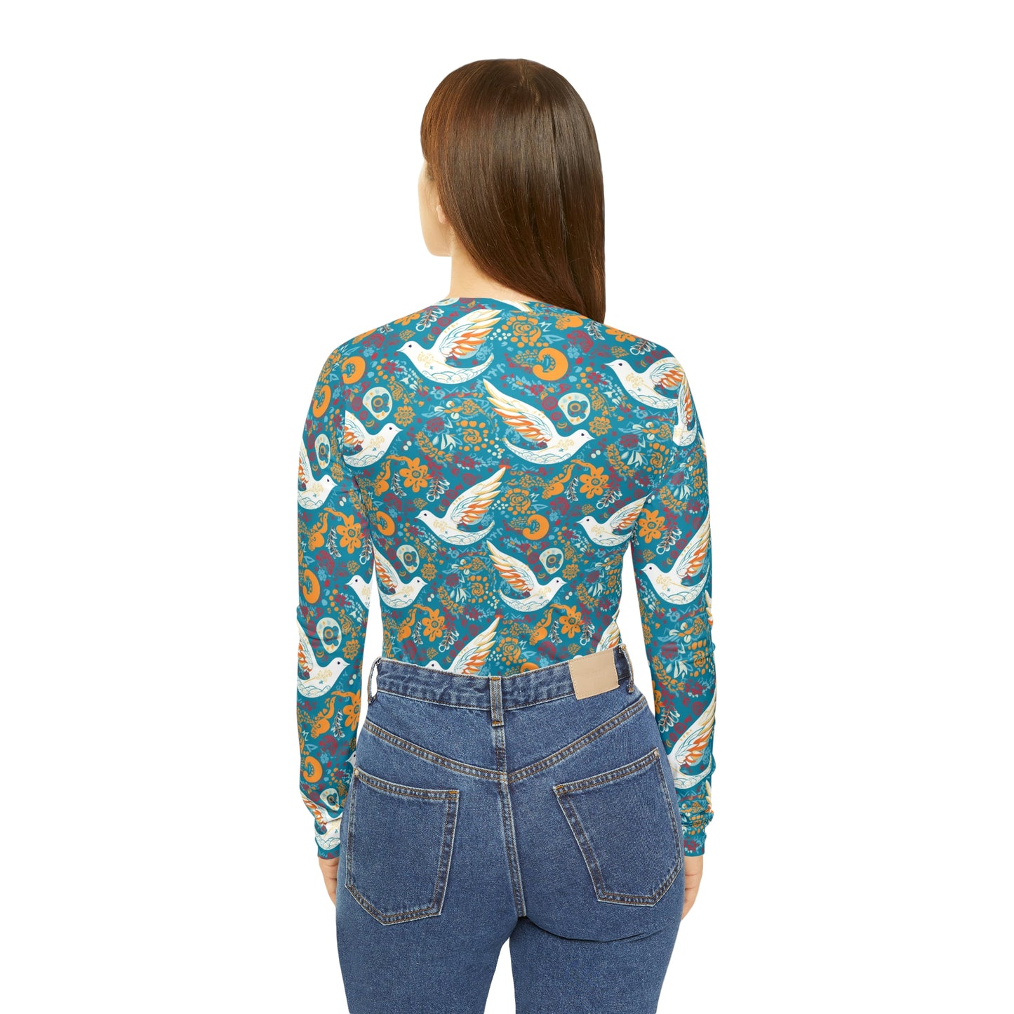 Peace Dove Women's Long Sleeve V-neck Shirt - Cottagecore Vintage Hippy Style Clothing