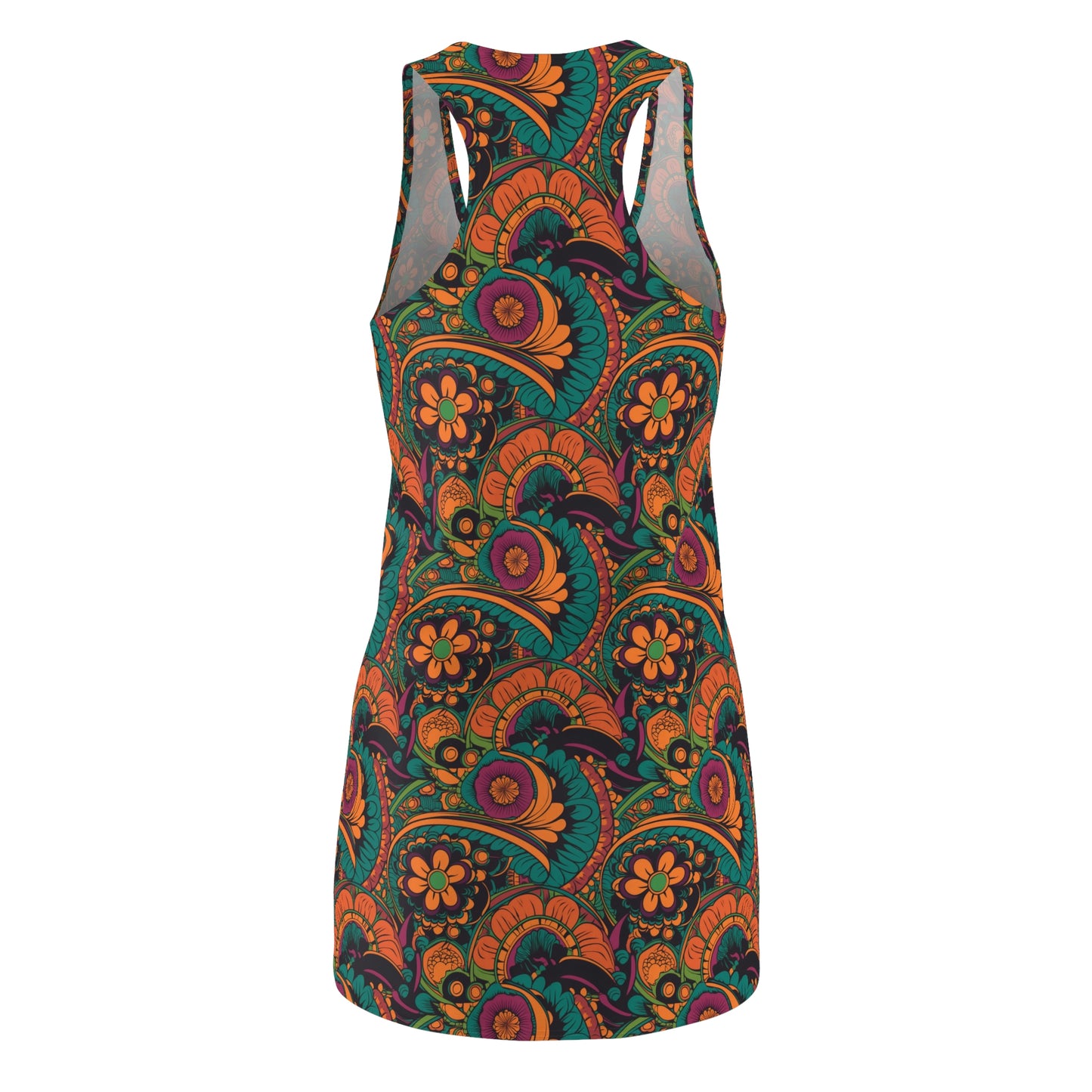 BOHO 60's Floral Women's Racerback Dress - Cottagecore Vintage Retro Print