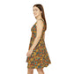 Boho Floral Women's Skater Dress - Vintage 60's Style Bohemian Naturalist Dress