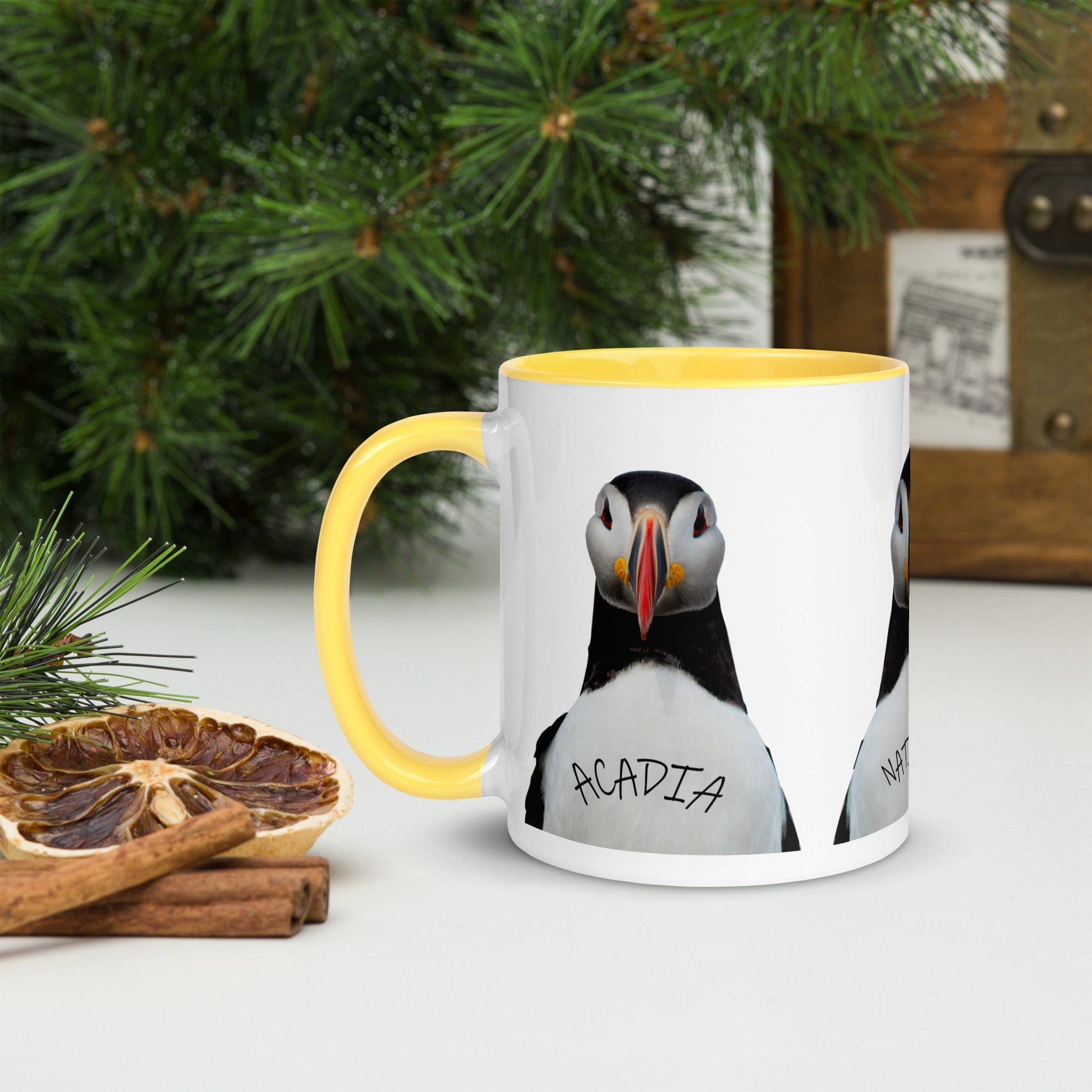 Acadia Park Puffin Mug with Color Inside