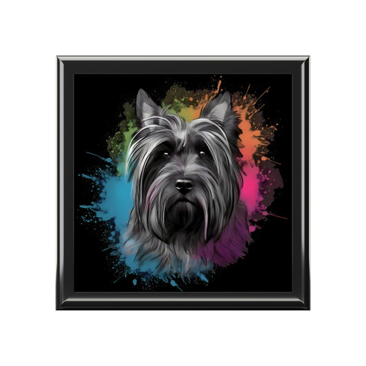Acrylic Paint Skye Terrier Portrait - Jewelry Keepsake Box - Jewelry Travel Case, Birthday Gift Mom, Bridal Party Gift, Jewelry Case