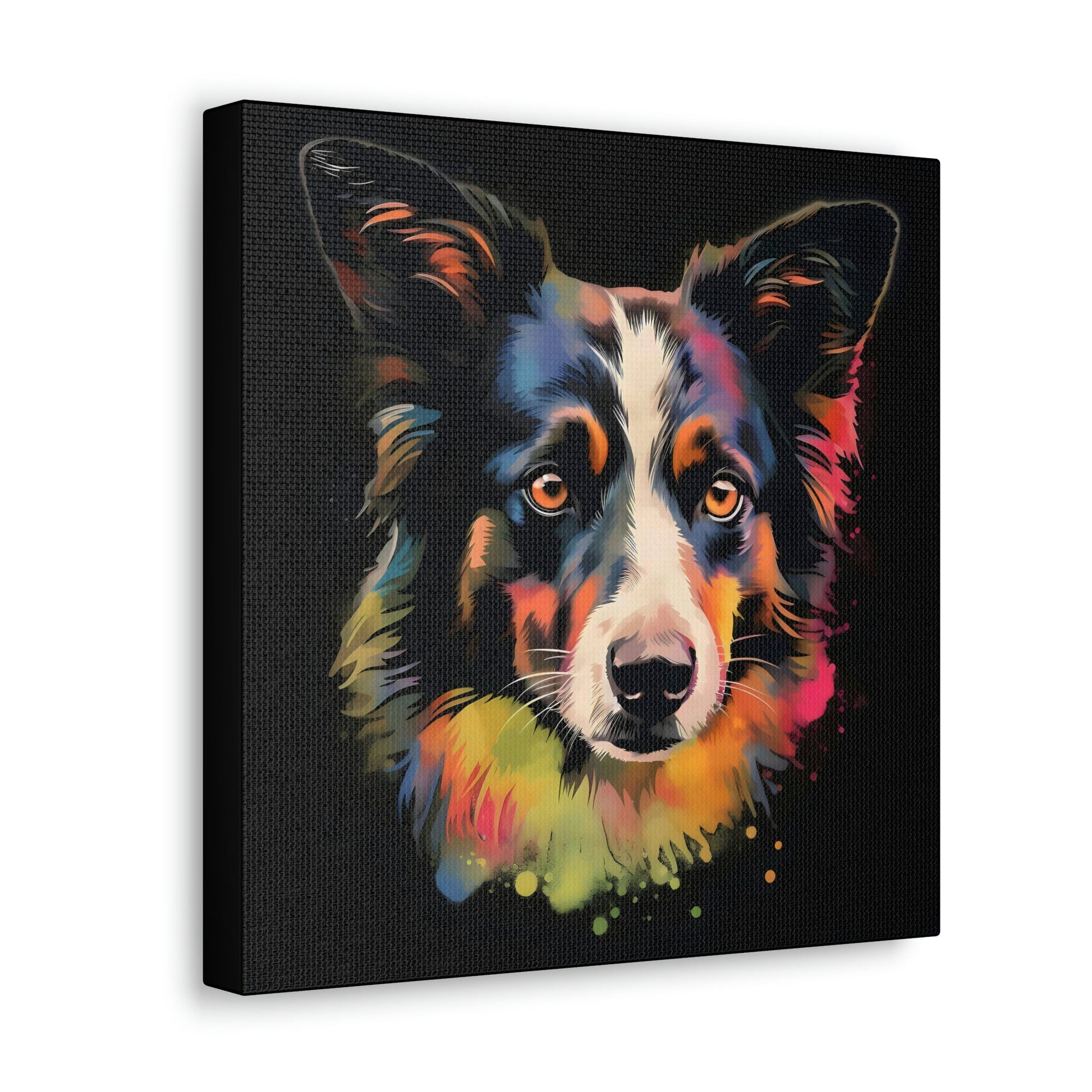 Acrylic Portrait of Border Collie Frame Canvas Gallery Wraps