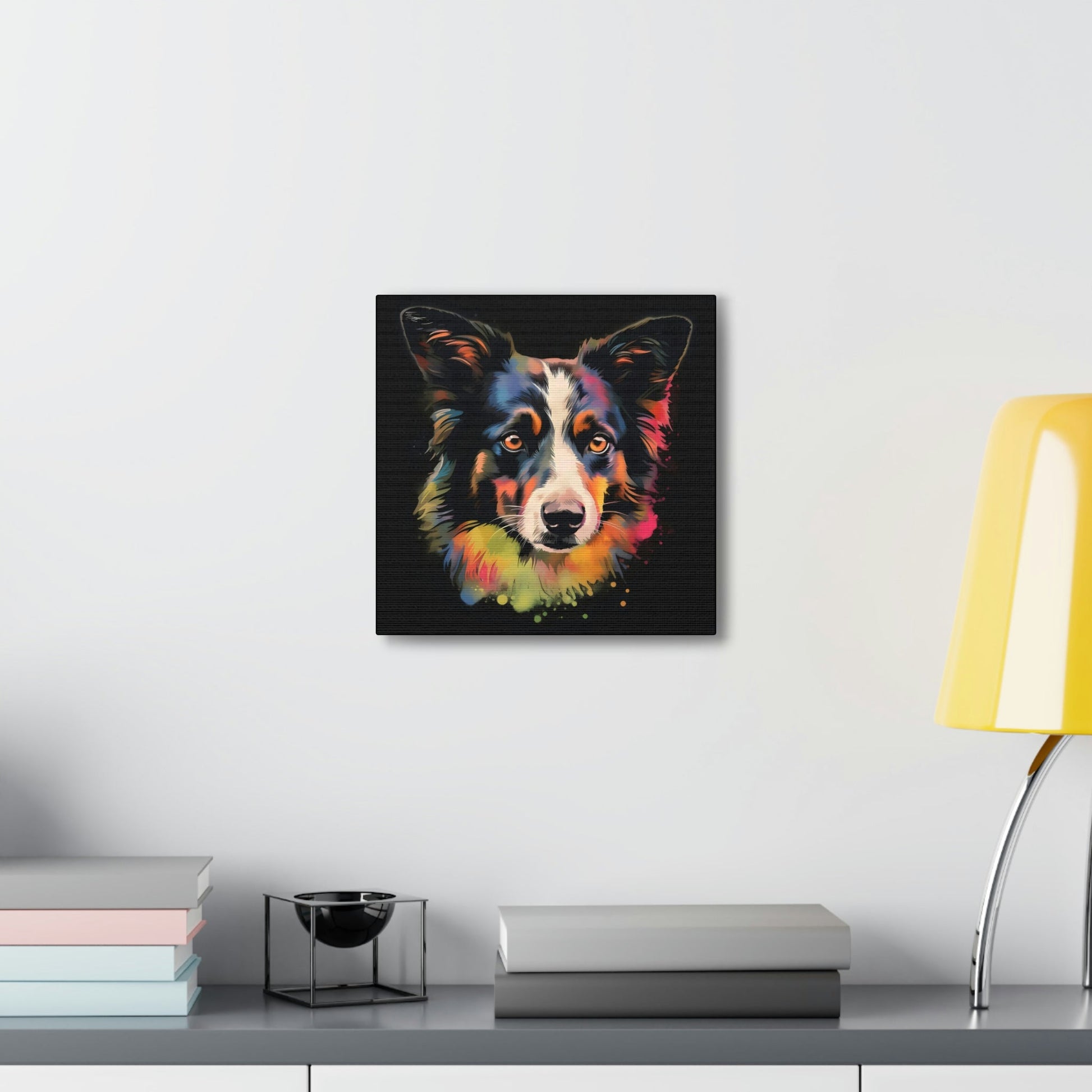 Acrylic Portrait of Border Collie Frame Canvas Gallery Wraps