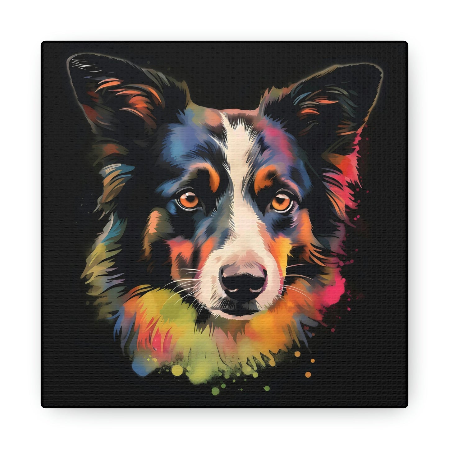 Acrylic Portrait of Border Collie Frame Canvas Gallery Wraps