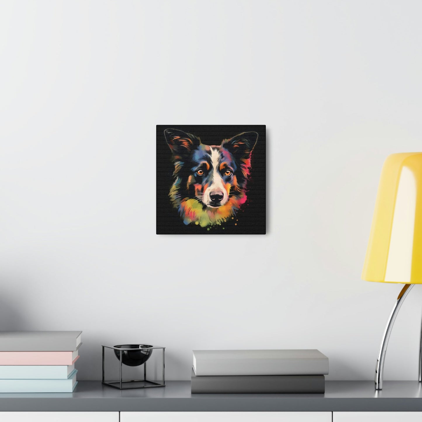 Acrylic Portrait of Border Collie Frame Canvas Gallery Wraps