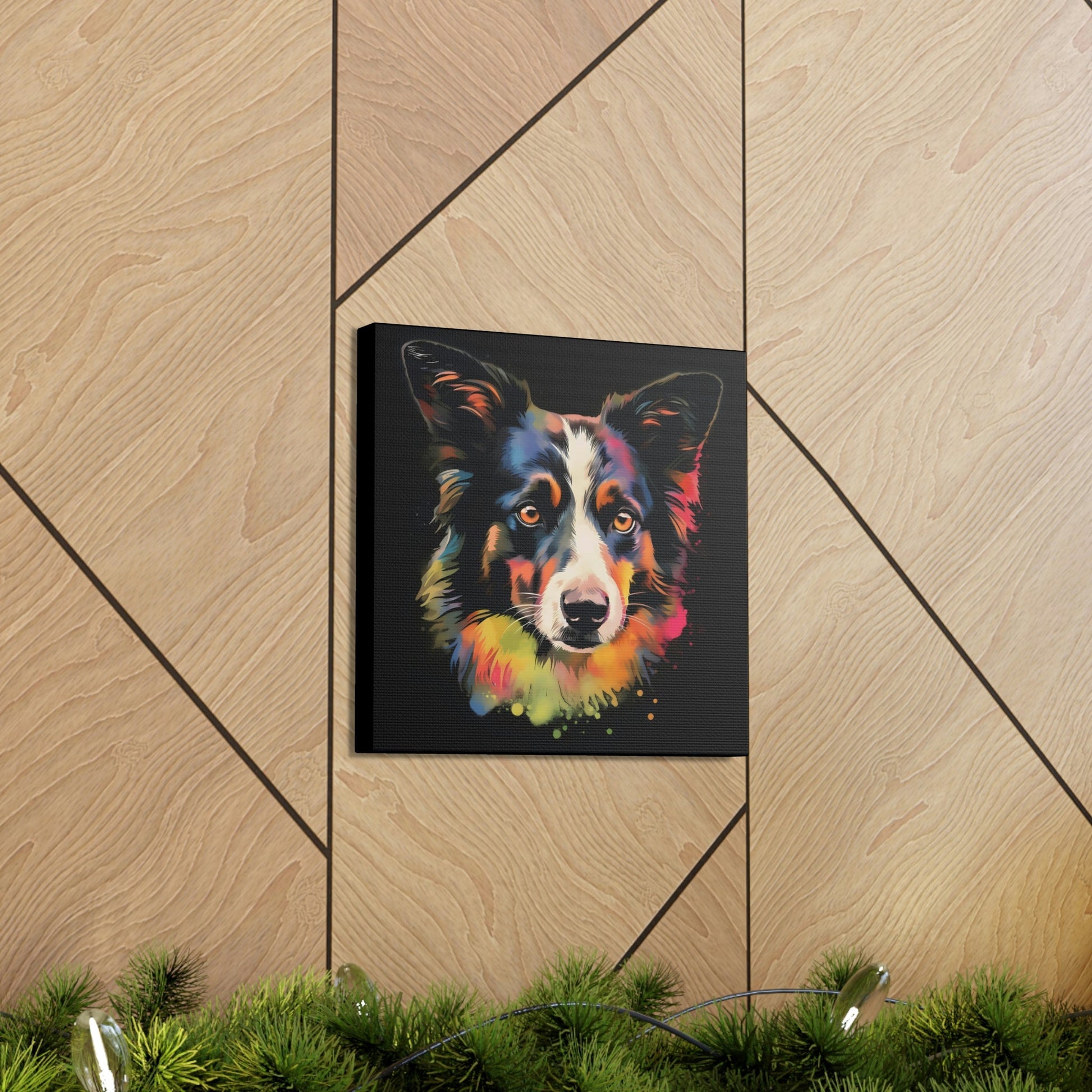 Acrylic Portrait of Border Collie Frame Canvas Gallery Wraps